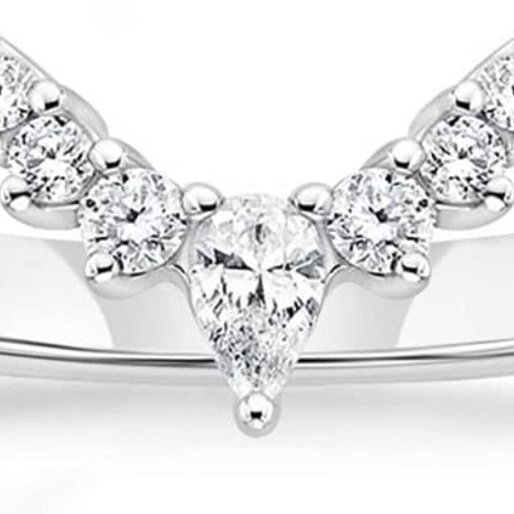 Wedding Bands for Women Pear & Round Shaped Stackable Cubic Zirconia Half Eterni